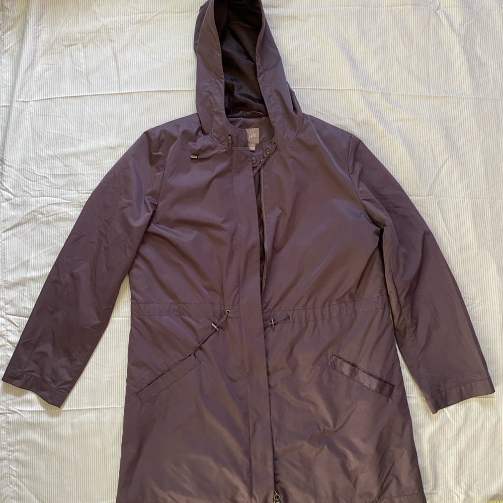 J. Jill Dark Purple Hooded Trench Coat